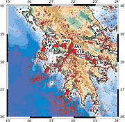 Seismic stations in Western Corinth Gulf